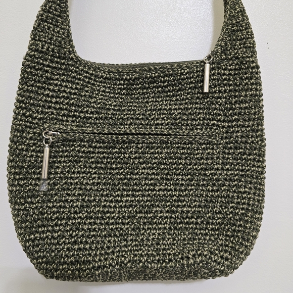 THE SAK Classic Hand Crochet Boho Casual Everyday Hobo Crossbody Moss Green - Picture 7 of 14